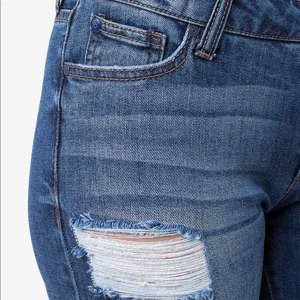 Bermuda Ripped Denim Shorts - Picture 4 of 6